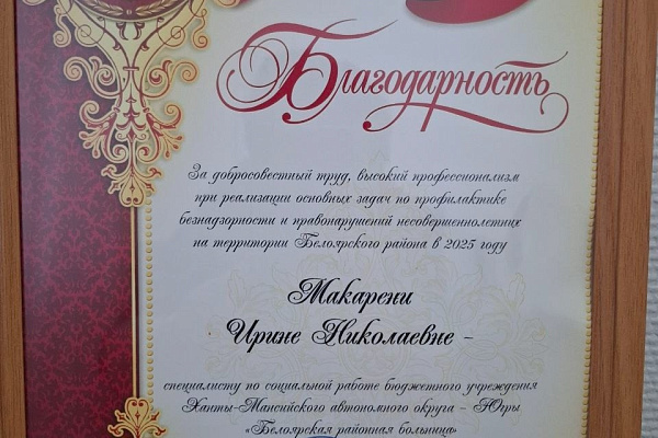 Благодарность специалисту по социальной работе и итоги межведомственного семинара по защите прав детей